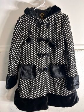 Hell Bunny Polka Dot Faux-Fur Hooded Coat with ears